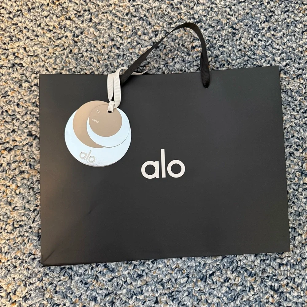 NWT ALO YOGA Holiday Gift Bag With Charm 13x5x10